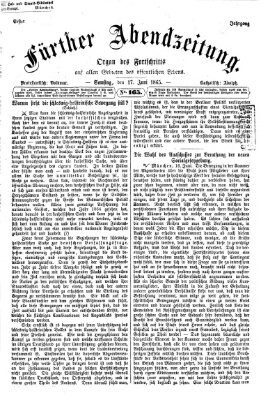 Fürther Abendzeitung Samstag 17. Juni 1865