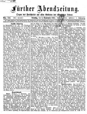 Fürther Abendzeitung Dienstag 5. September 1865