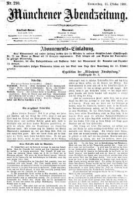 Münchener Abendzeitung Donnerstag 27. Oktober 1864