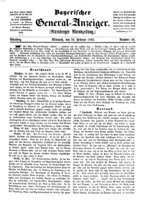 Bayerischer General-Anzeiger (Nürnberger Abendzeitung) Mittwoch 26. Februar 1862