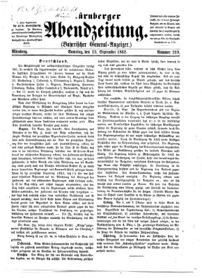 Nürnberger Abendzeitung Samstag 13. September 1862