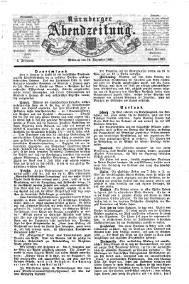 Nürnberger Abendzeitung Mittwoch 10. Dezember 1862