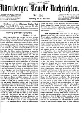 Nürnberger neueste Nachrichten Donnerstag 14. Juli 1864