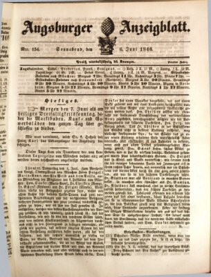 Augsburger Anzeigeblatt Samstag 6. Juni 1846