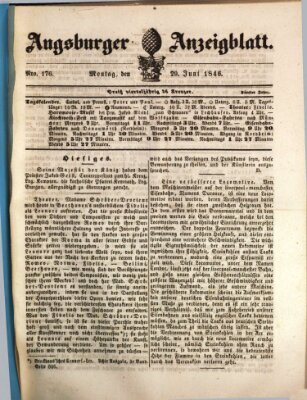 Augsburger Anzeigeblatt Montag 29. Juni 1846