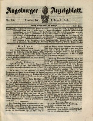 Augsburger Anzeigeblatt Sonntag 2. August 1846