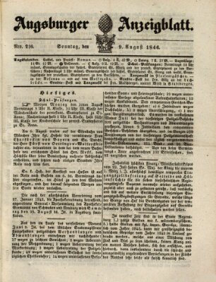 Augsburger Anzeigeblatt Sonntag 9. August 1846