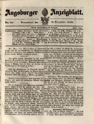 Augsburger Anzeigeblatt Samstag 12. Dezember 1846