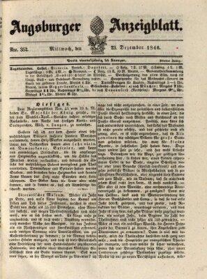 Augsburger Anzeigeblatt Mittwoch 23. Dezember 1846