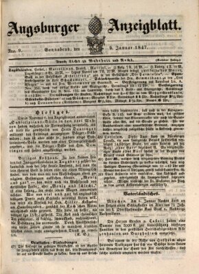 Augsburger Anzeigeblatt Samstag 9. Januar 1847