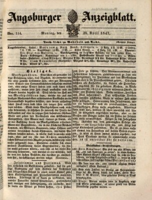 Augsburger Anzeigeblatt Montag 26. April 1847