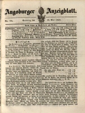 Augsburger Anzeigeblatt Sonntag 16. Mai 1847