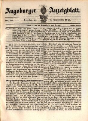 Augsburger Anzeigeblatt Dienstag 21. September 1847