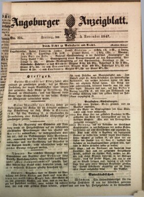 Augsburger Anzeigeblatt Freitag 5. November 1847