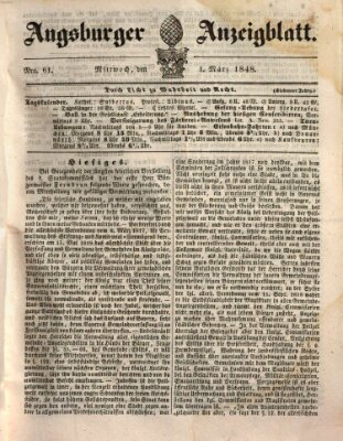 Augsburger Anzeigeblatt Mittwoch 1. März 1848