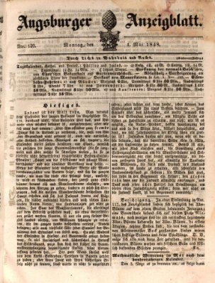 Augsburger Anzeigeblatt Montag 1. Mai 1848