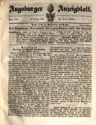 Augsburger Anzeigeblatt Freitag 14. Juli 1848