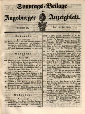 Augsburger Anzeigeblatt Sonntag 16. Juli 1848