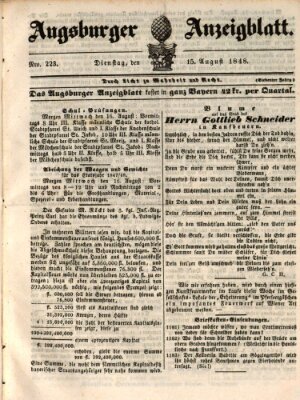 Augsburger Anzeigeblatt Dienstag 15. August 1848