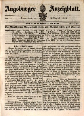 Augsburger Anzeigeblatt Samstag 19. August 1848