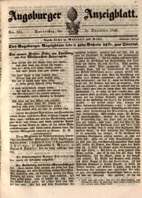 Augsburger Anzeigeblatt Donnerstag 21. Dezember 1848