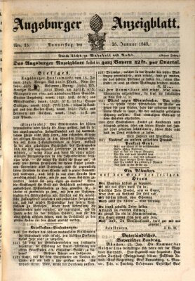 Augsburger Anzeigeblatt Donnerstag 25. Januar 1849