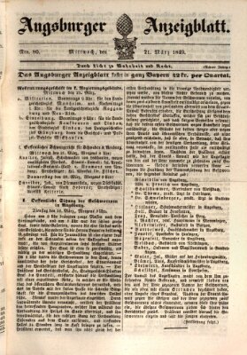 Augsburger Anzeigeblatt Mittwoch 21. März 1849
