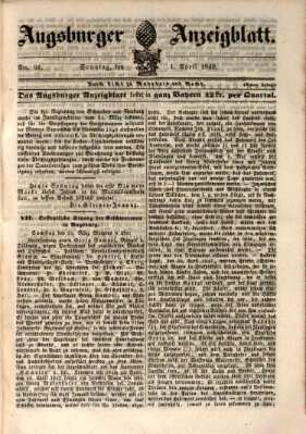 Augsburger Anzeigeblatt Sonntag 1. April 1849