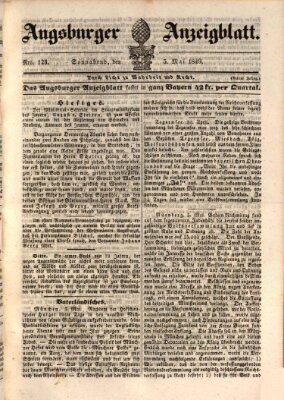 Augsburger Anzeigeblatt Samstag 5. Mai 1849