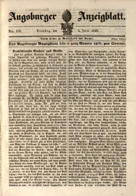 Augsburger Anzeigeblatt Dienstag 5. Juni 1849