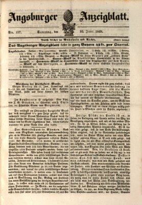 Augsburger Anzeigeblatt Sonntag 10. Juni 1849