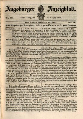 Augsburger Anzeigeblatt Donnerstag 9. August 1849