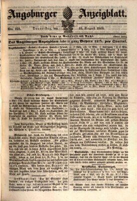Augsburger Anzeigeblatt Donnerstag 16. August 1849
