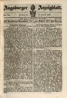 Augsburger Anzeigeblatt Freitag 17. August 1849