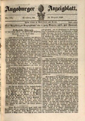 Augsburger Anzeigeblatt Dienstag 28. August 1849