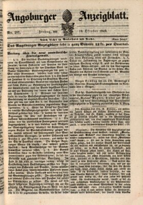 Augsburger Anzeigeblatt Freitag 19. Oktober 1849
