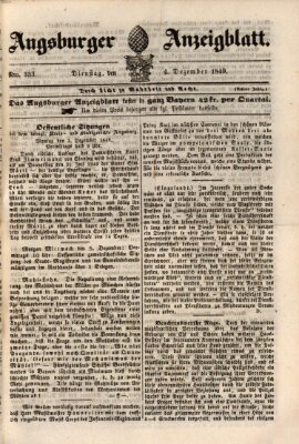 Augsburger Anzeigeblatt Dienstag 4. Dezember 1849