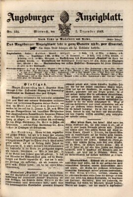 Augsburger Anzeigeblatt Mittwoch 5. Dezember 1849