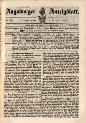 Augsburger Anzeigeblatt Donnerstag 6. Dezember 1849