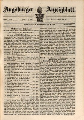 Augsburger Anzeigeblatt Freitag 27. September 1850