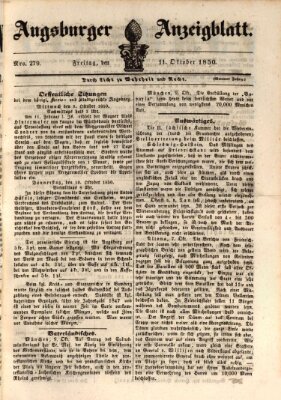 Augsburger Anzeigeblatt Freitag 11. Oktober 1850