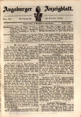 Augsburger Anzeigeblatt Mittwoch 16. Oktober 1850