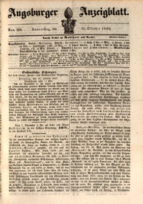 Augsburger Anzeigeblatt Donnerstag 31. Oktober 1850