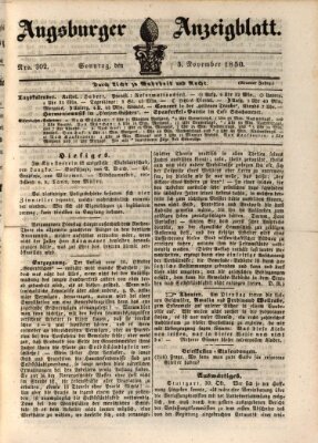 Augsburger Anzeigeblatt Sonntag 3. November 1850