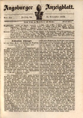 Augsburger Anzeigeblatt Freitag 15. November 1850