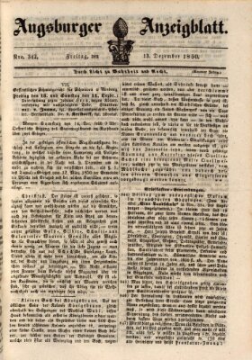 Augsburger Anzeigeblatt Freitag 13. Dezember 1850