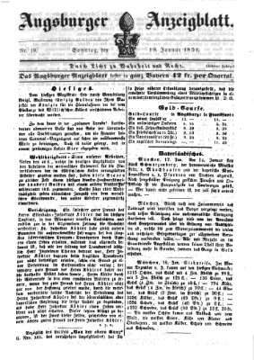 Augsburger Anzeigeblatt Sonntag 19. Januar 1851