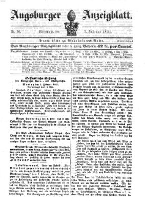 Augsburger Anzeigeblatt Mittwoch 5. Februar 1851