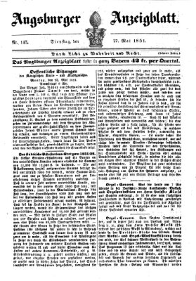 Augsburger Anzeigeblatt Dienstag 27. Mai 1851