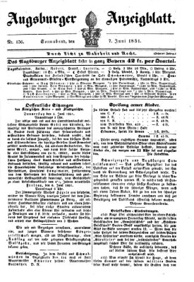 Augsburger Anzeigeblatt Samstag 7. Juni 1851